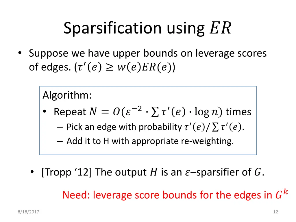 sparsification using