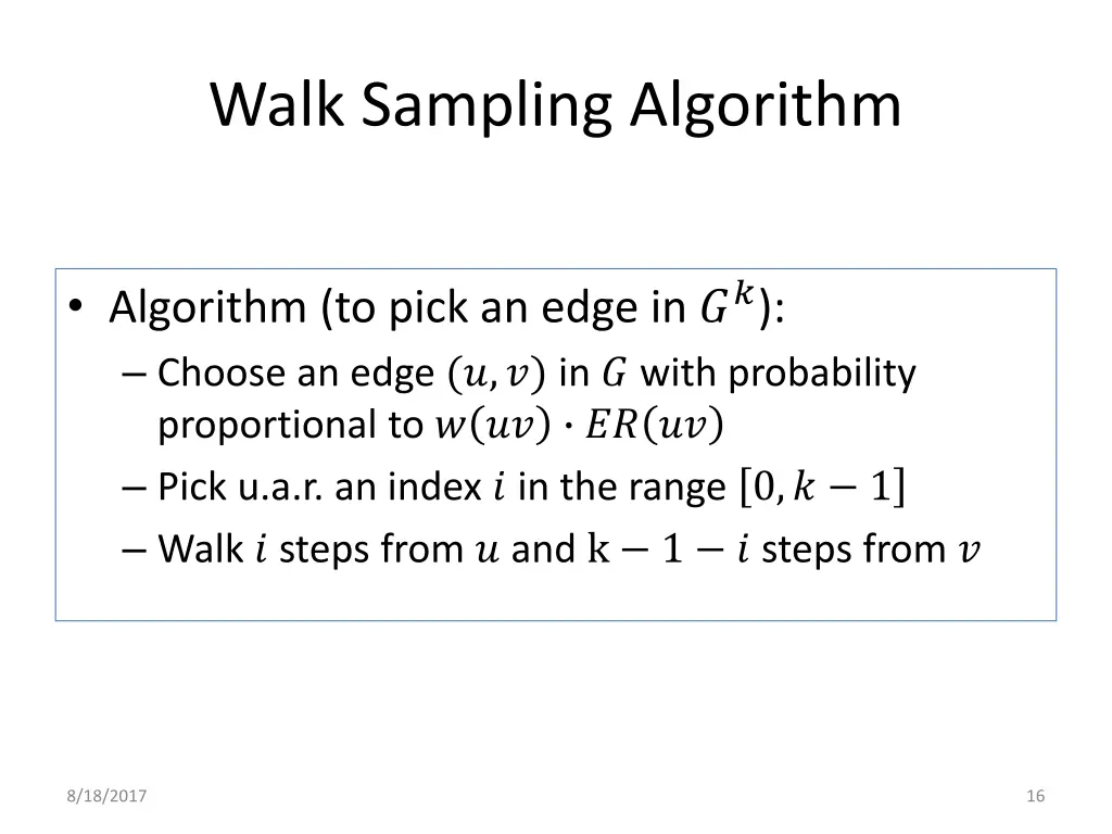 walk sampling algorithm