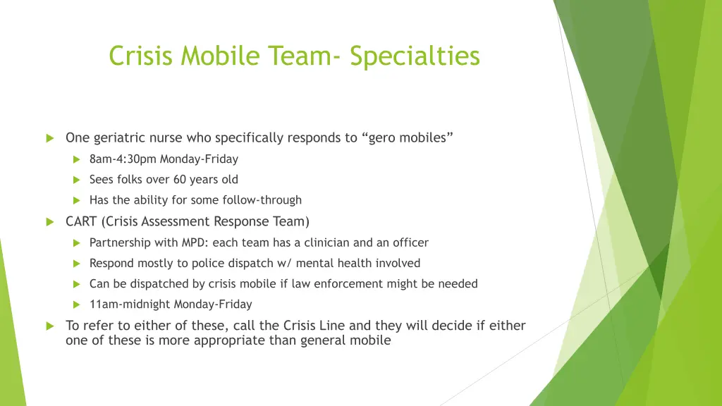 crisis mobile team specialties