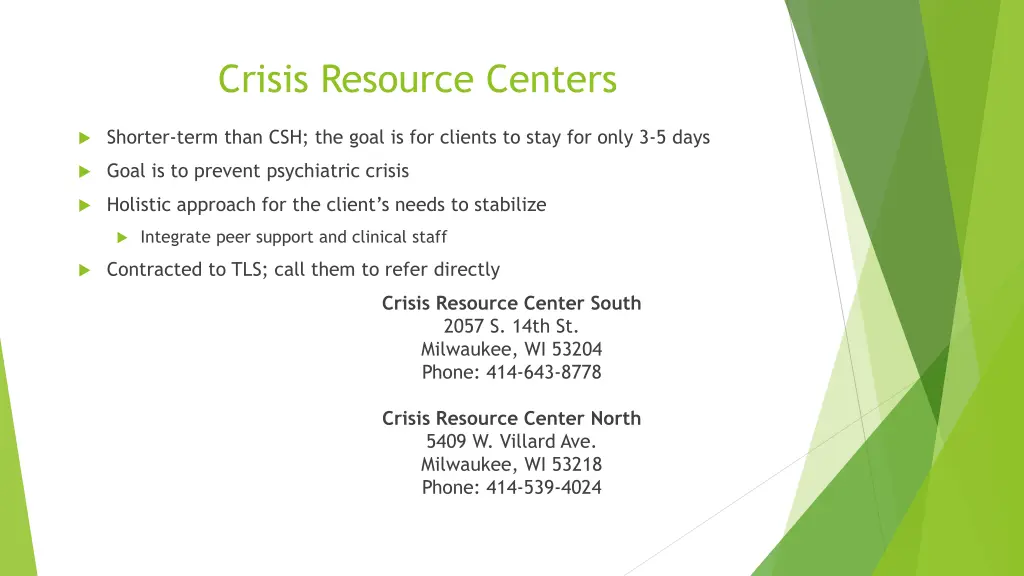 crisis resource centers