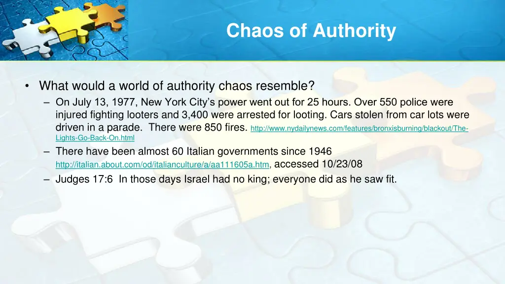 chaos of authority