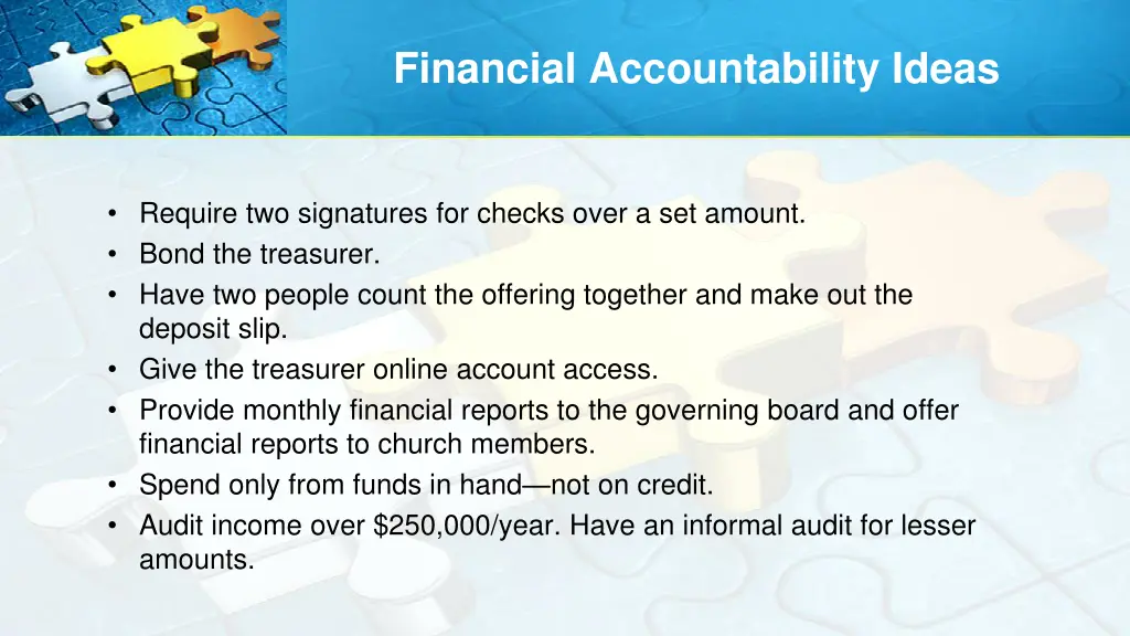 financial accountability ideas