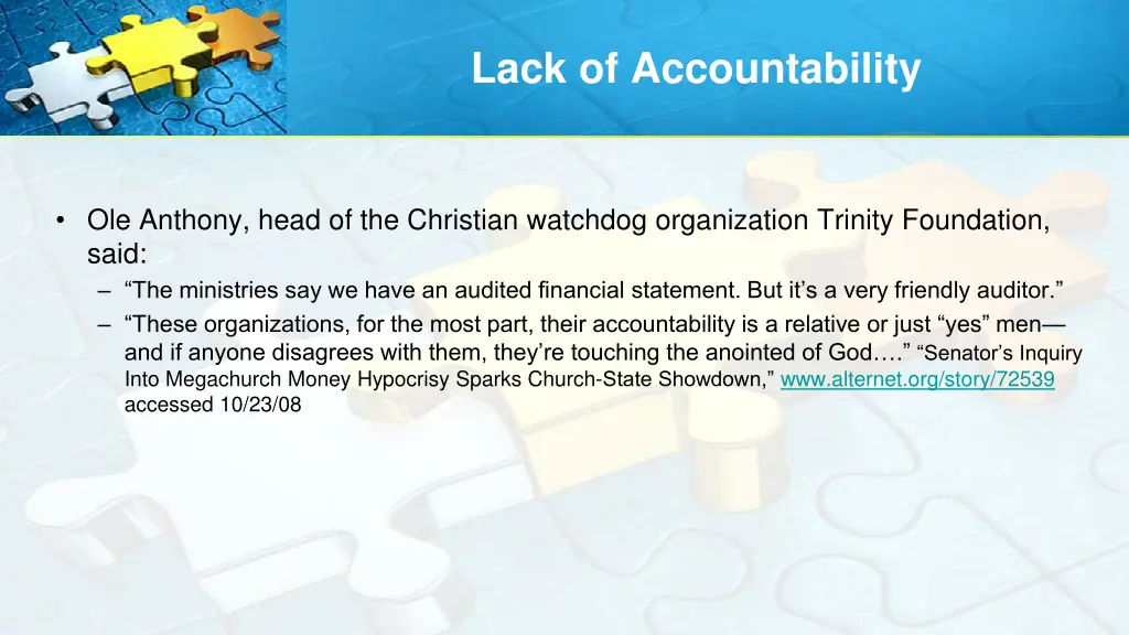 lack of accountability