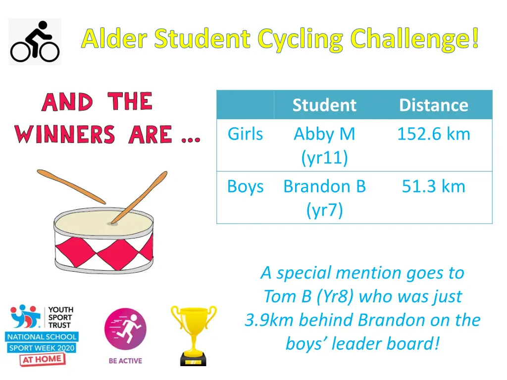 alder student cycling challenge