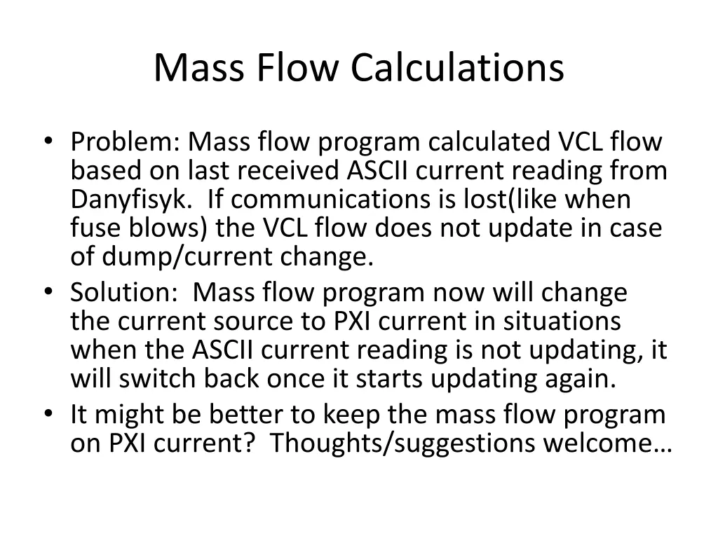 mass flow calculations