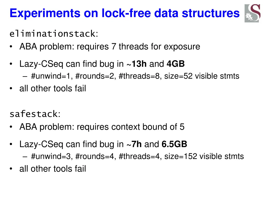 experiments on lock free data structures