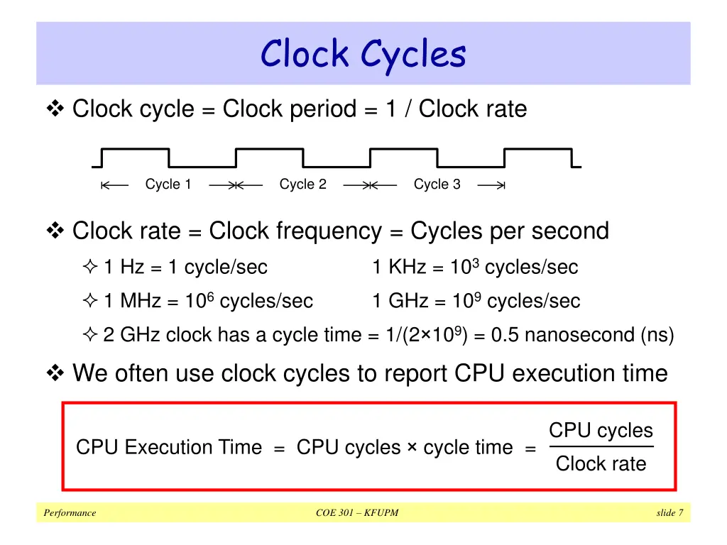 clock cycles