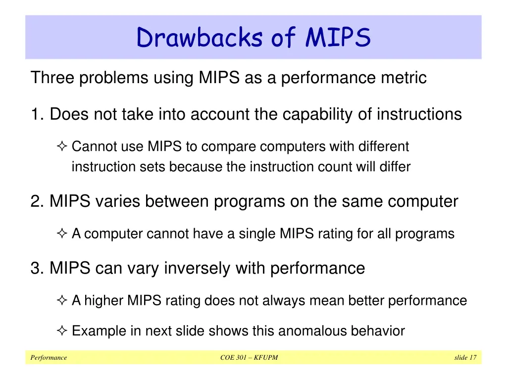 drawbacks of mips