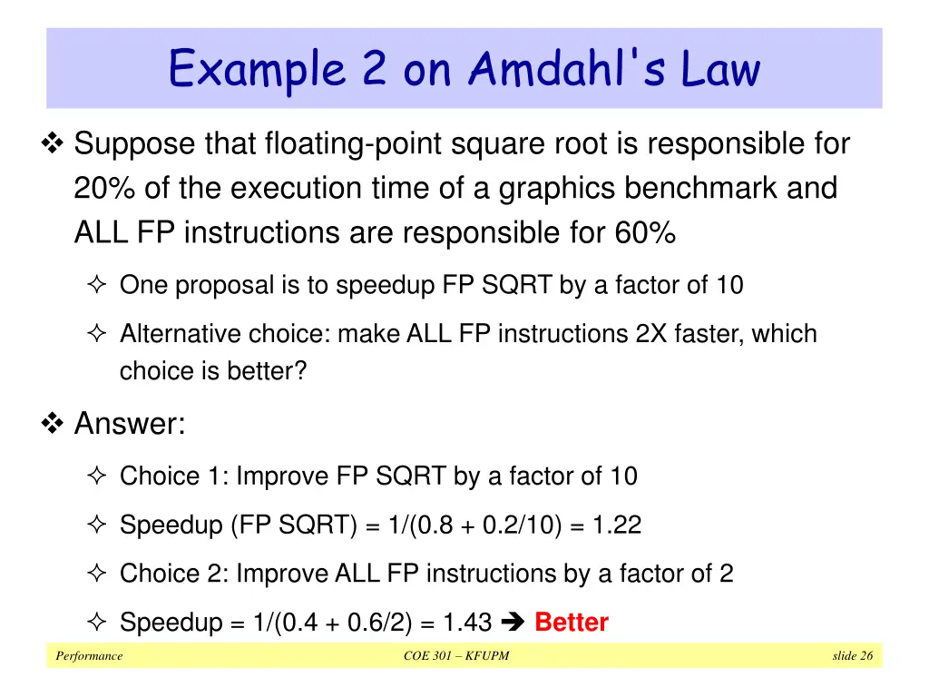 example 2 on amdahl s law