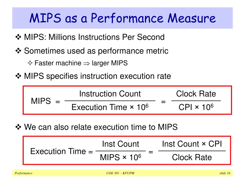 mips as a performance measure