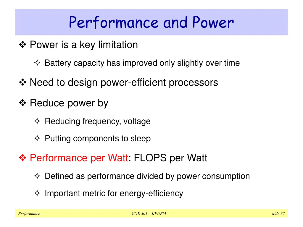 performance and power