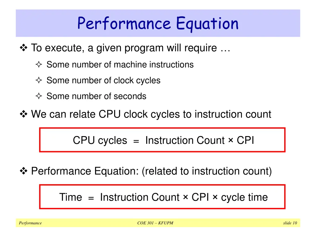 performance equation