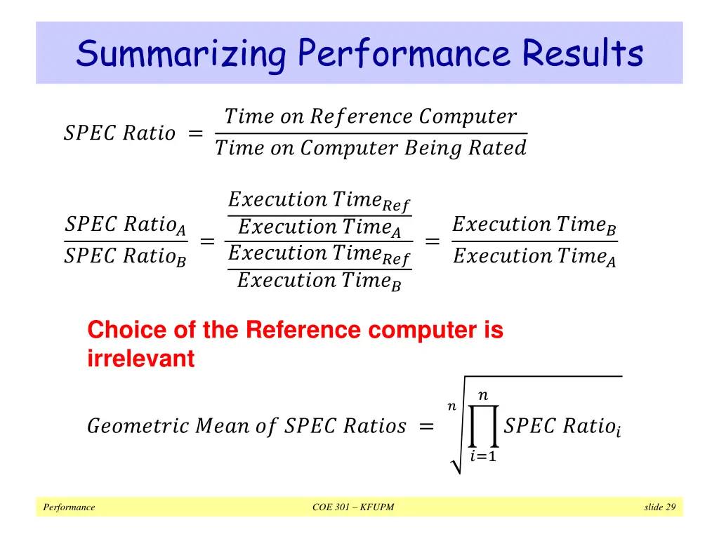 summarizing performance results