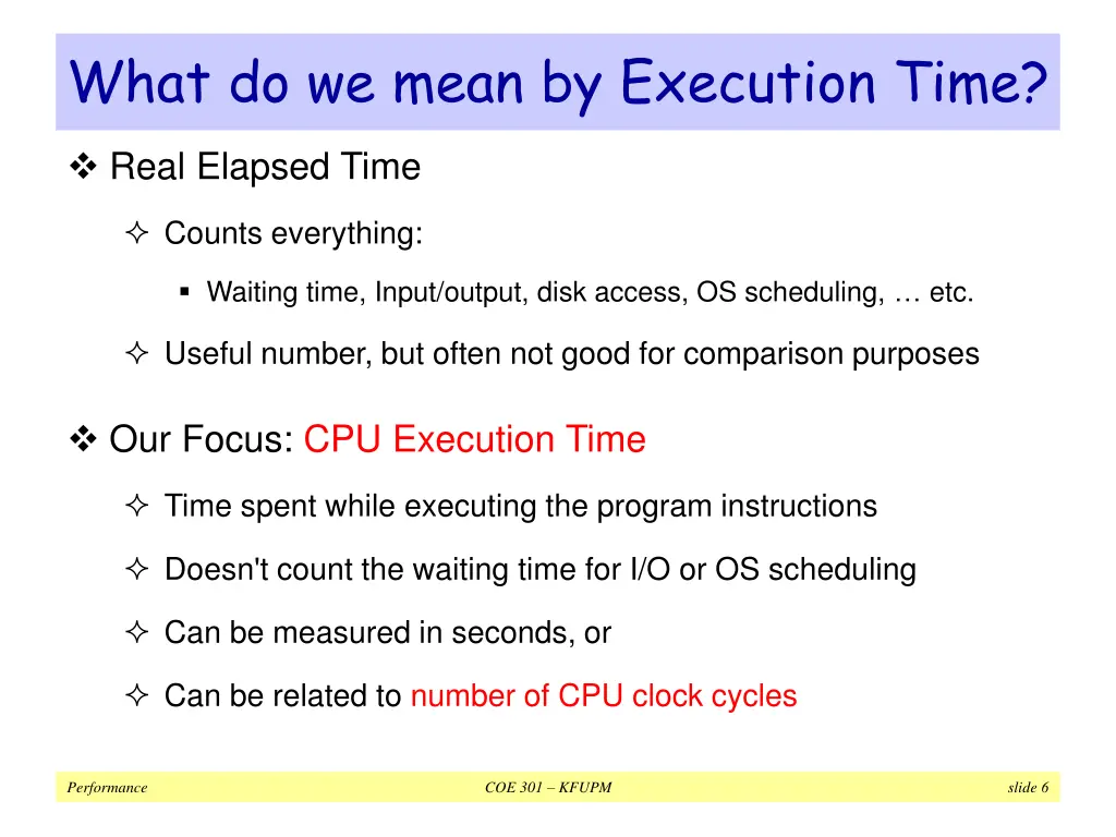 what do we mean by execution time