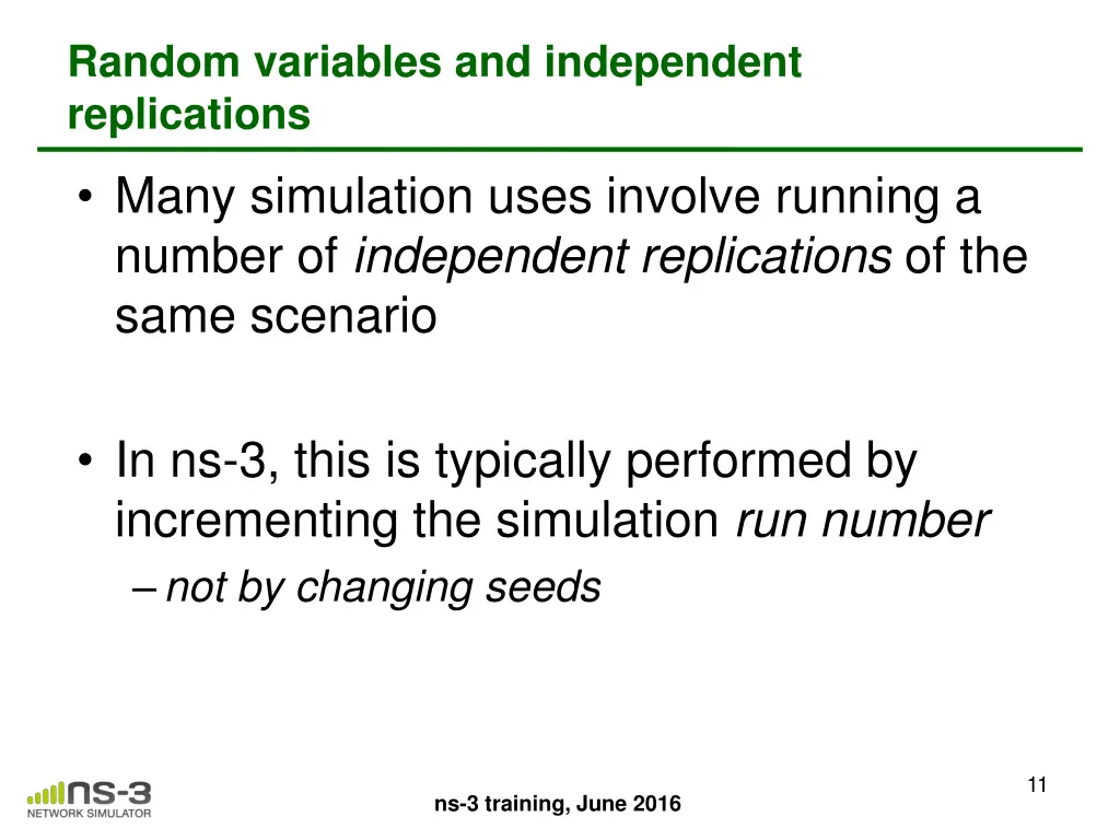 random variables and independent replications