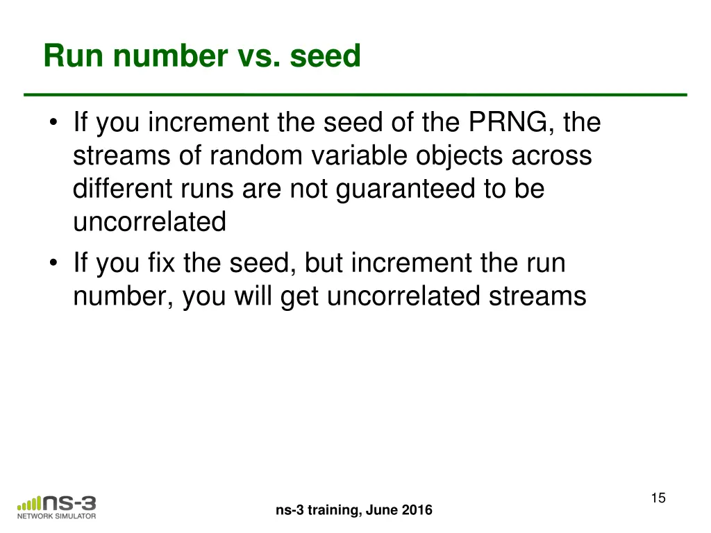 run number vs seed