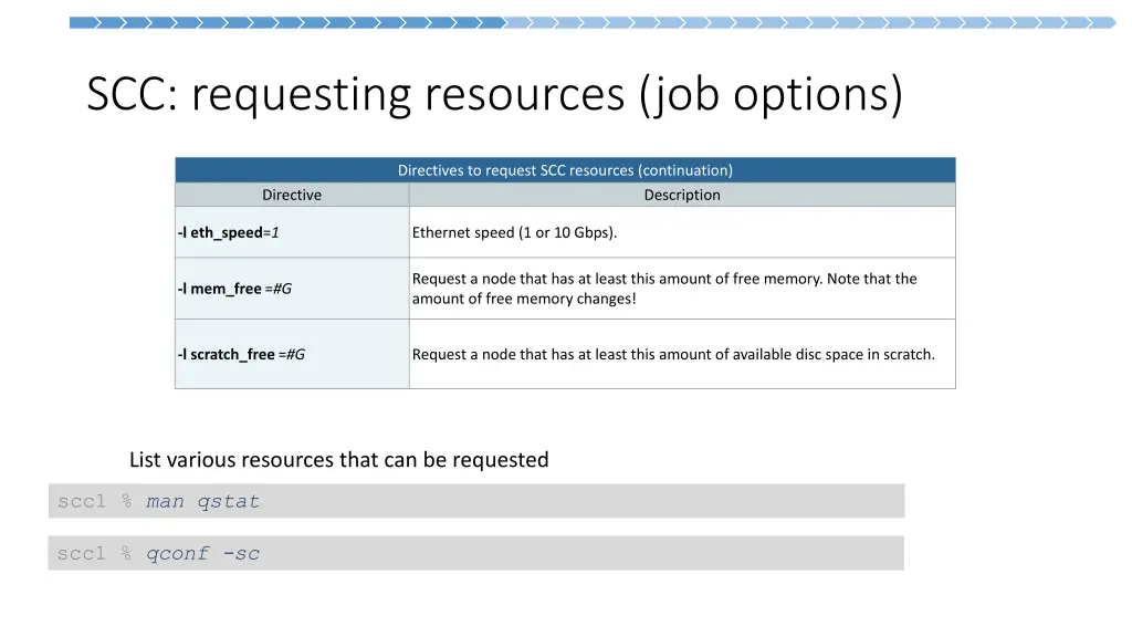 scc requesting resources job options 2