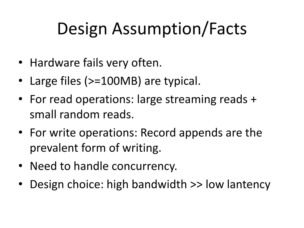 design assumption facts