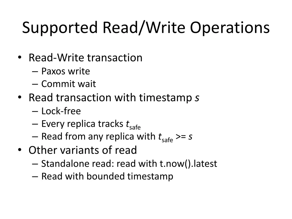 supported read write operations