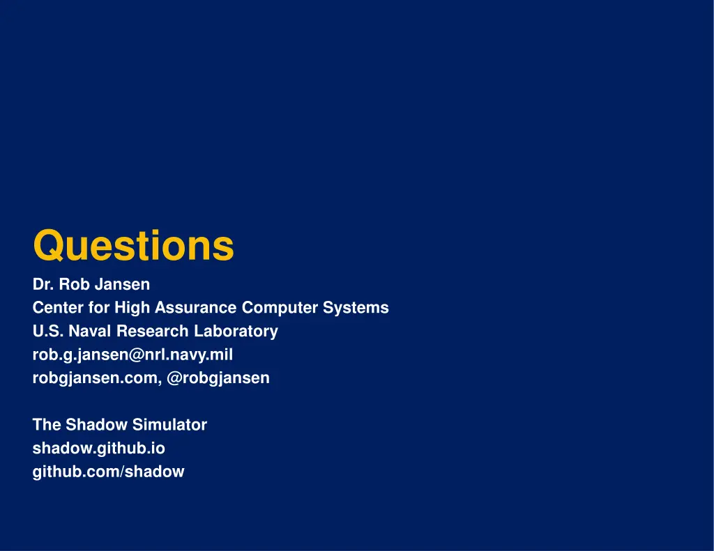 questions dr rob jansen center for high assurance