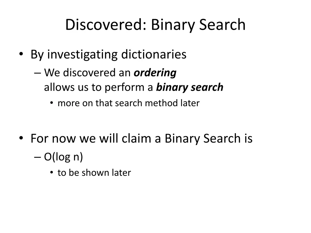 discovered binary search