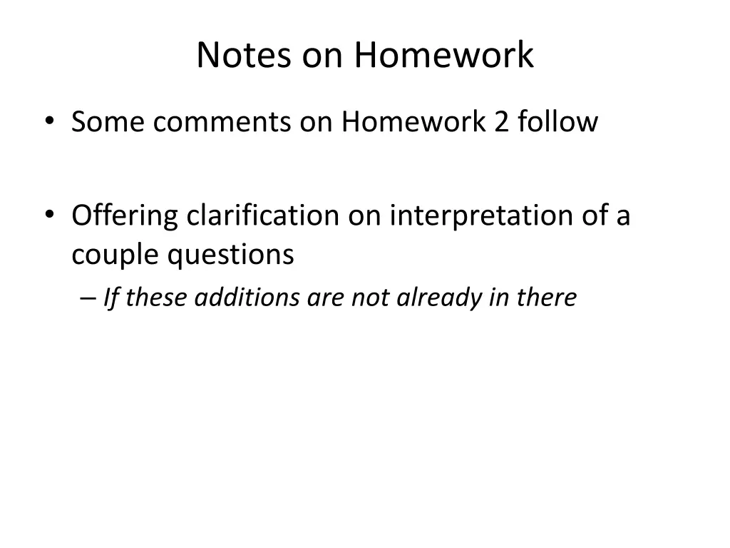 notes on homework