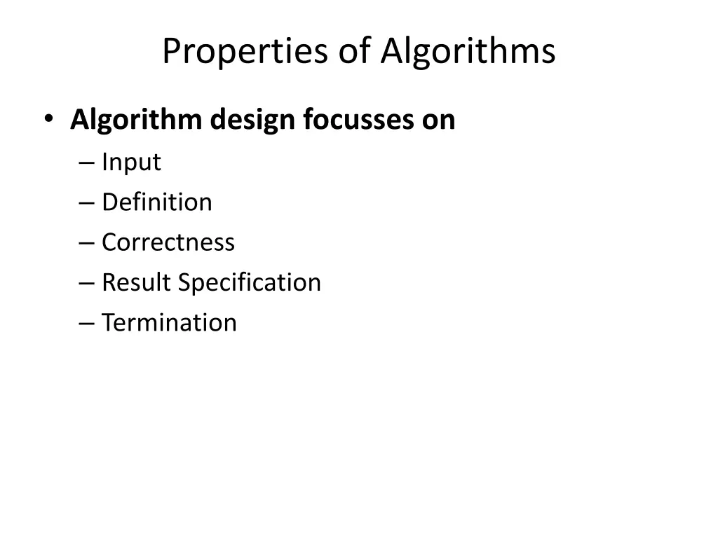 properties of algorithms