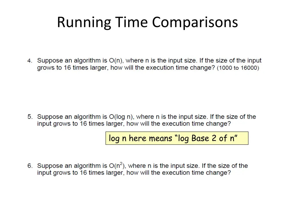 running time comparisons