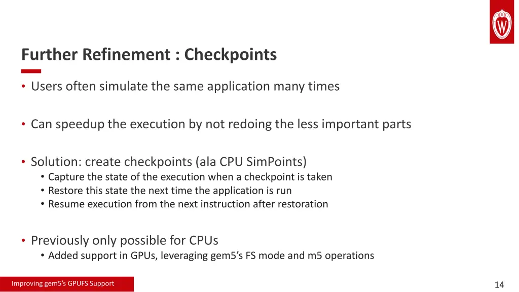 further refinement checkpoints