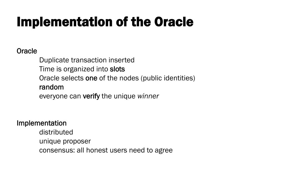 implementation of the oracle implementation