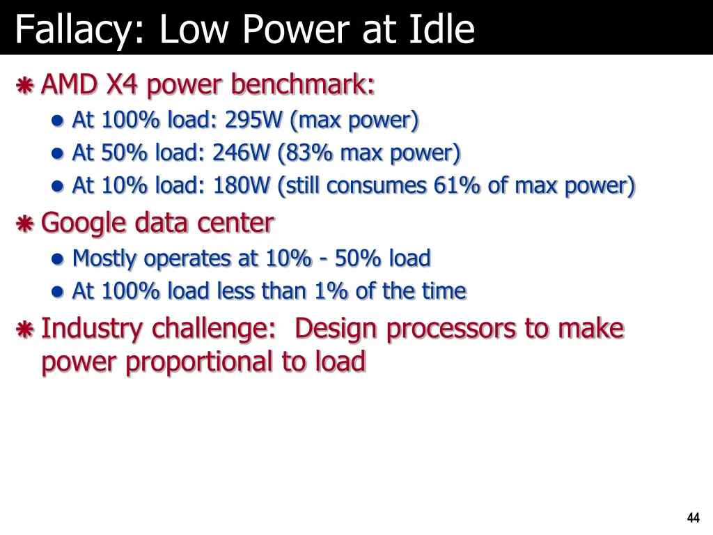 fallacy low power at idle