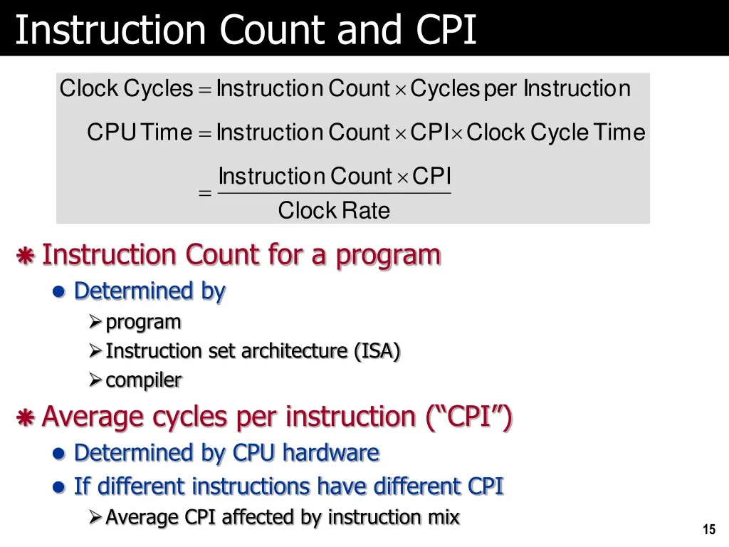 instruction count and cpi