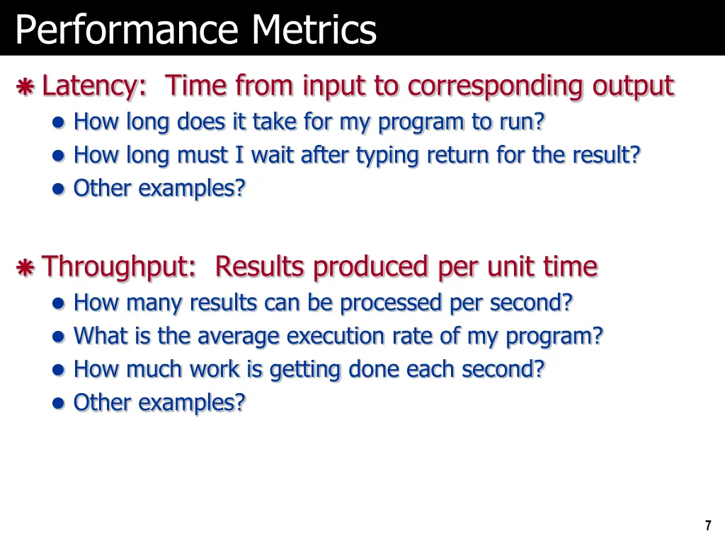 performance metrics