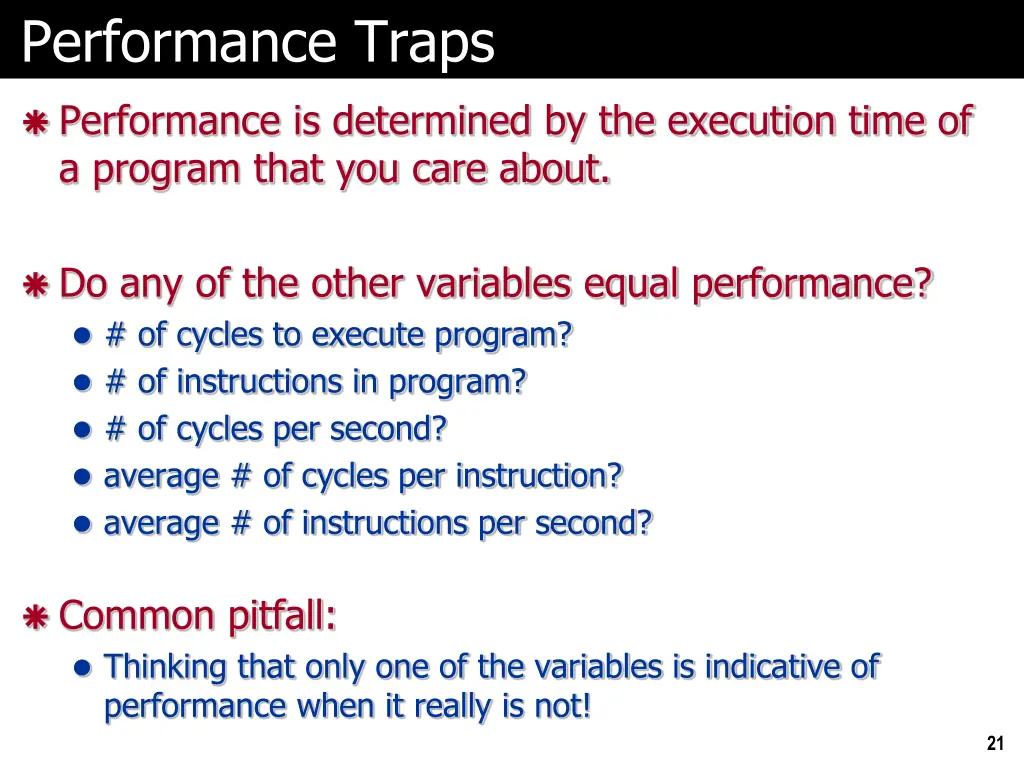 performance traps