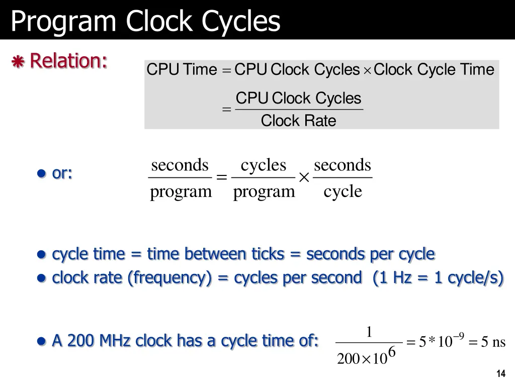 program clock cycles 1