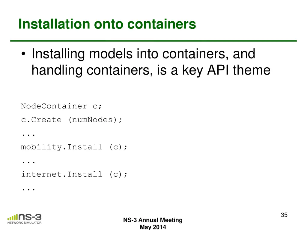 installation onto containers