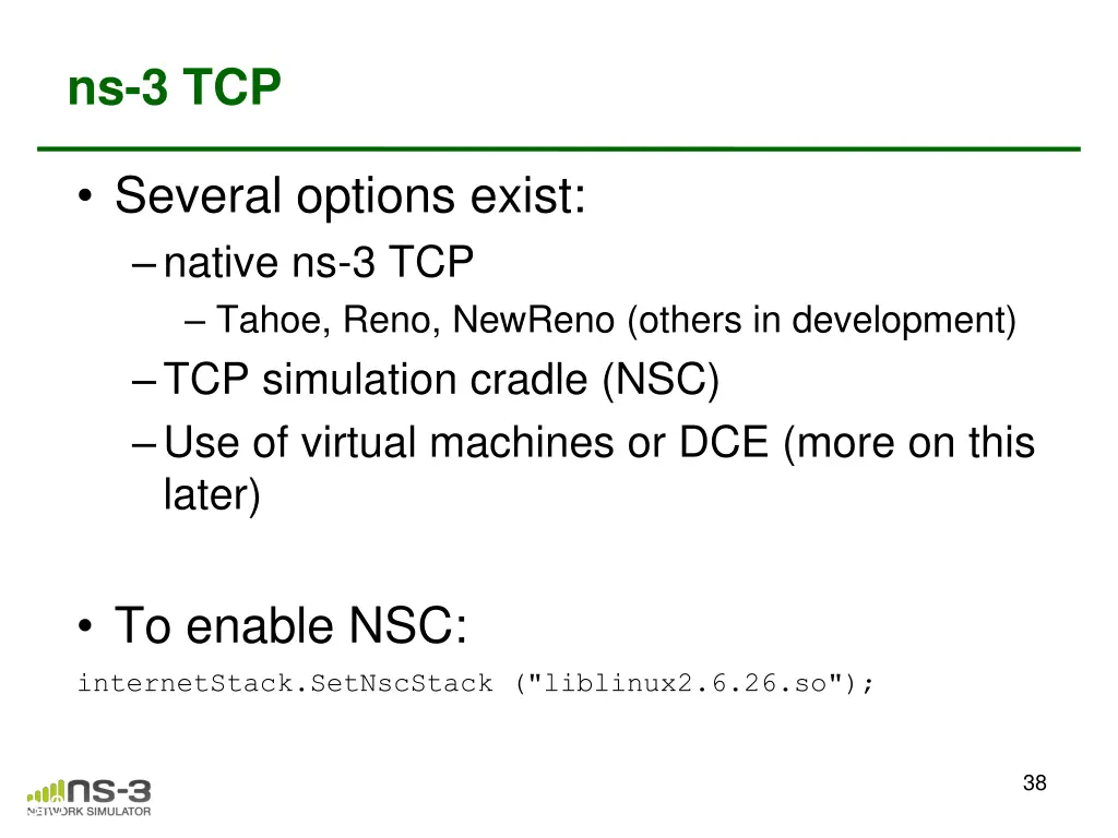 ns 3 tcp