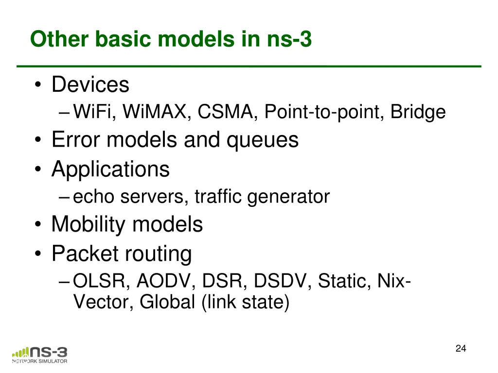 other basic models in ns 3