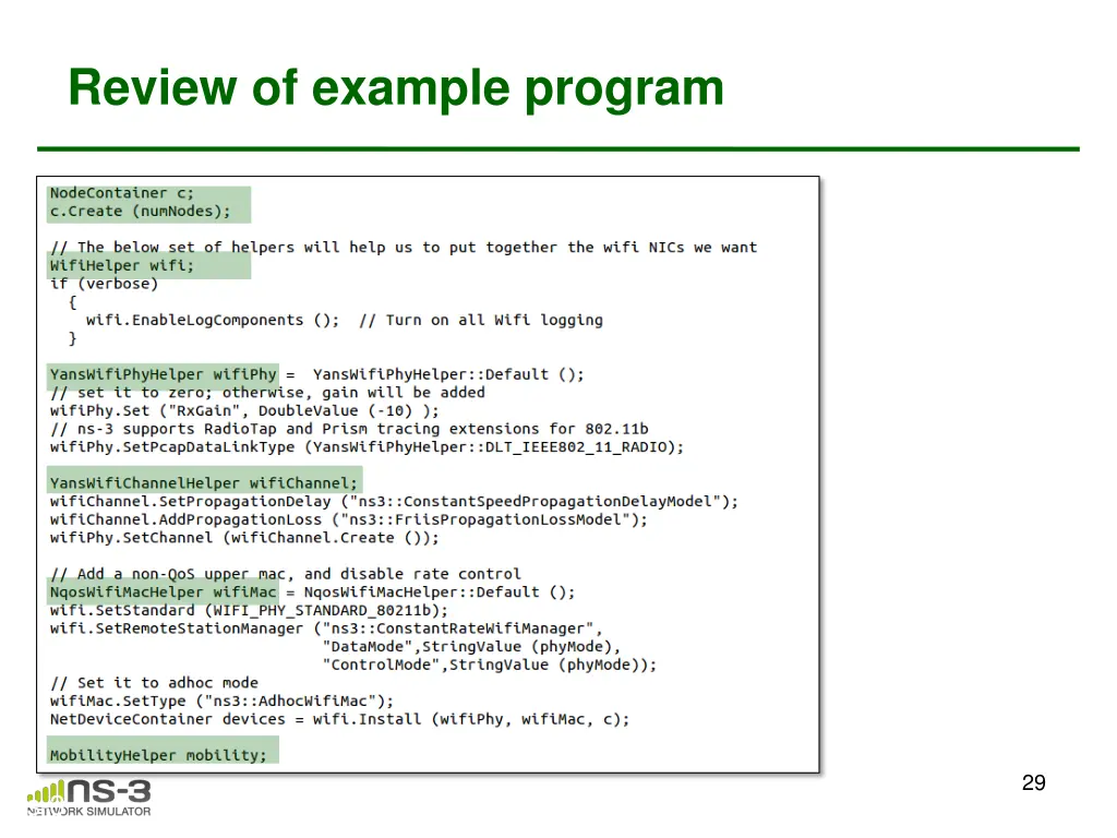 review of example program