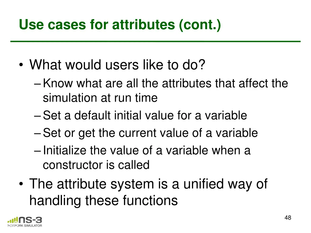 use cases for attributes cont