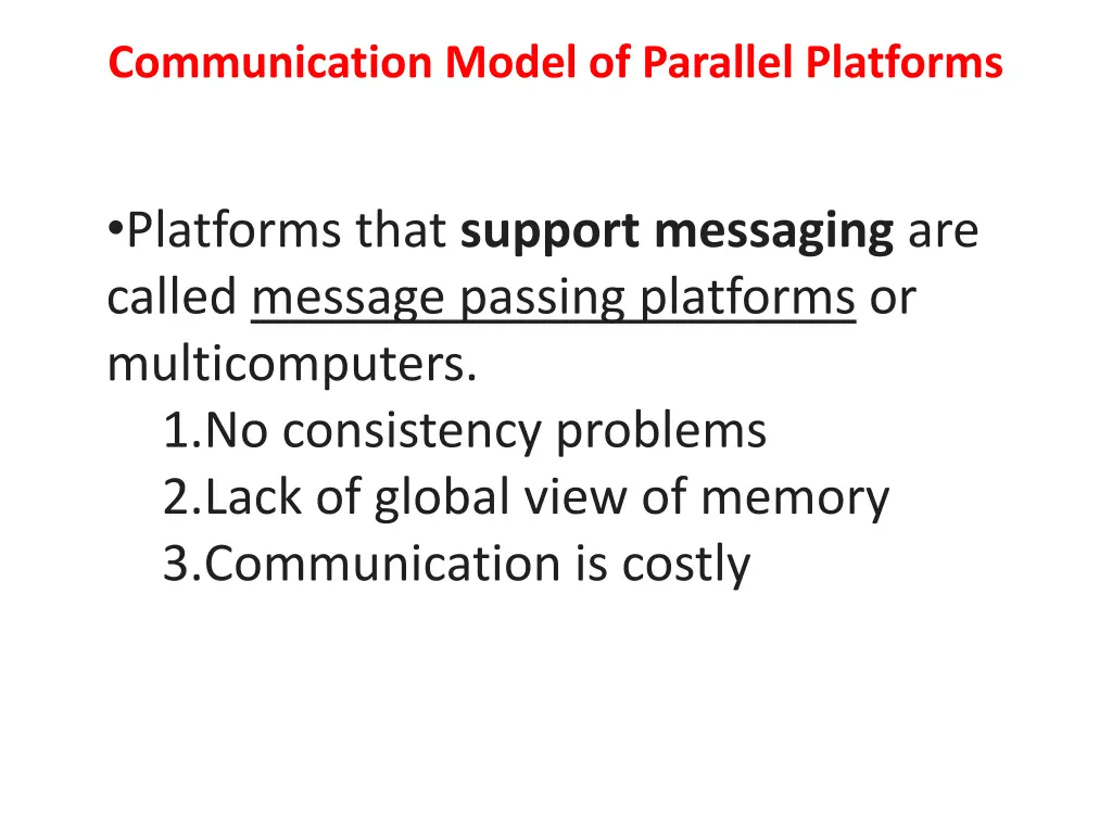 communication model of parallel platforms