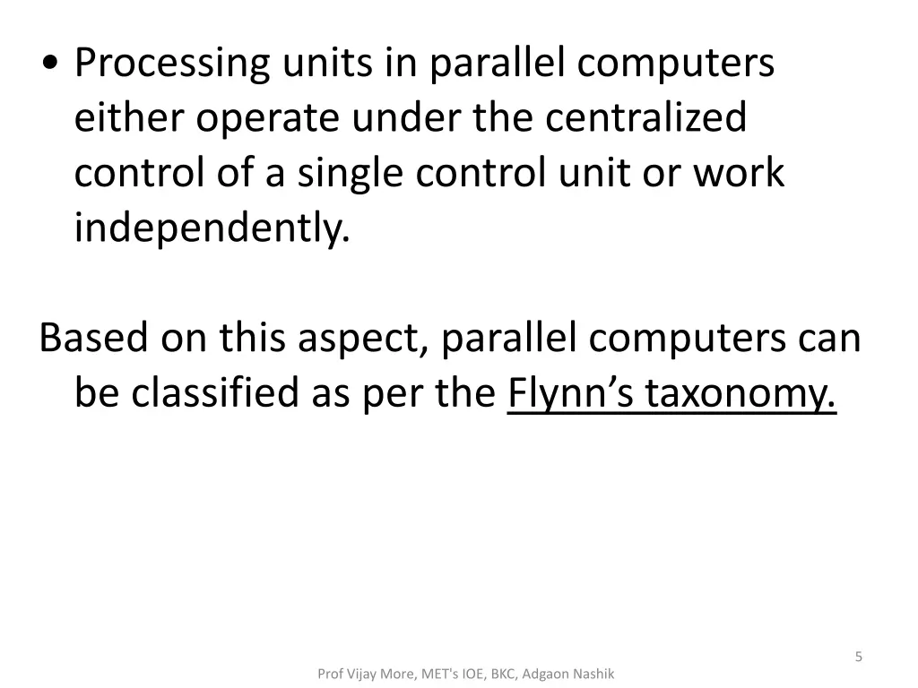 processing units in parallel computers either