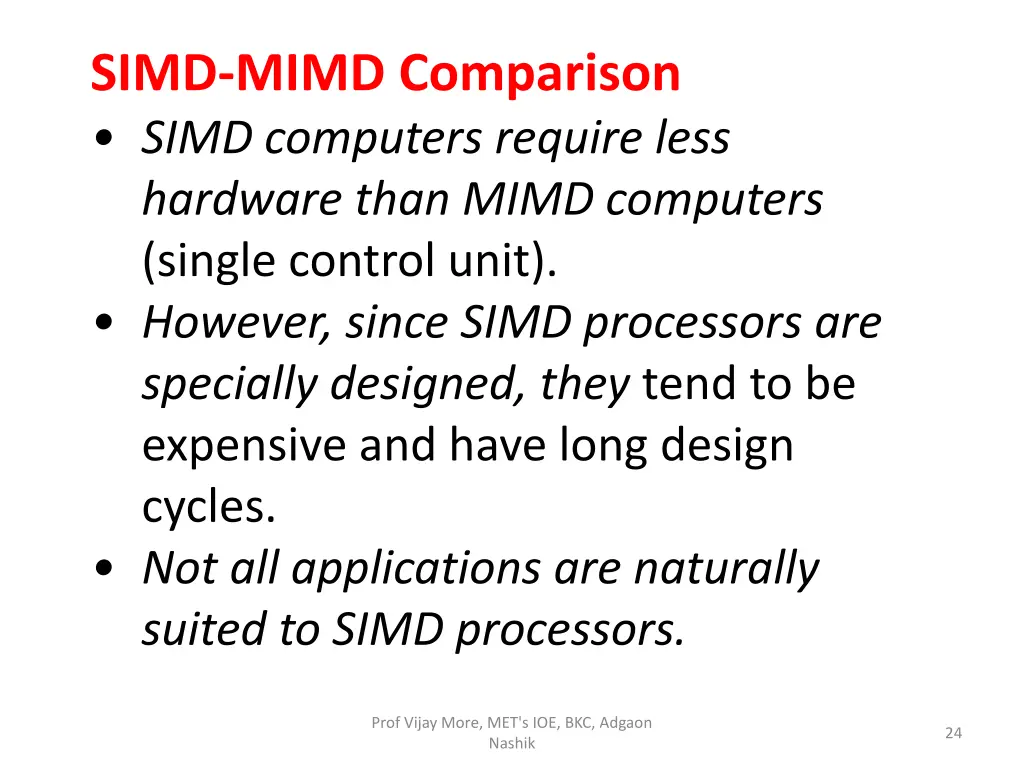 simd mimd comparison simd computers require less