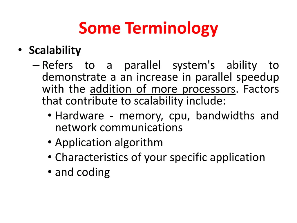 some terminology scalability refers