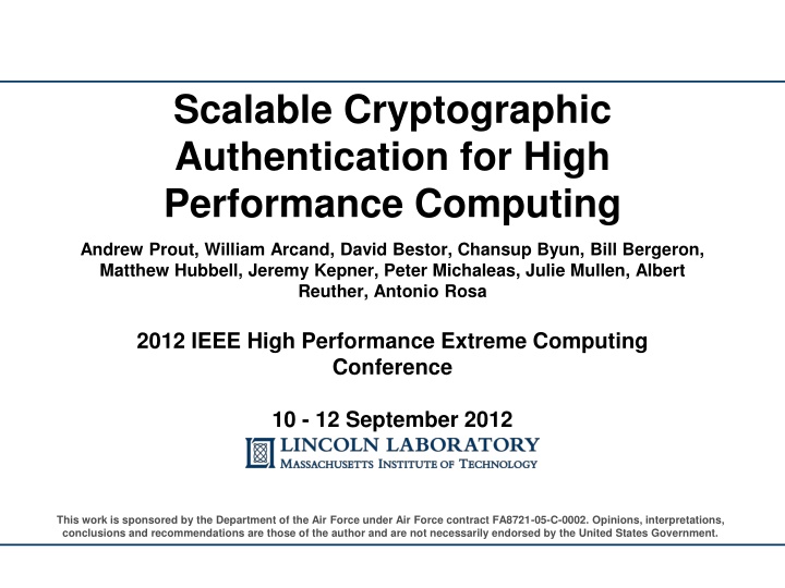 scalable cryptographic authentication for high