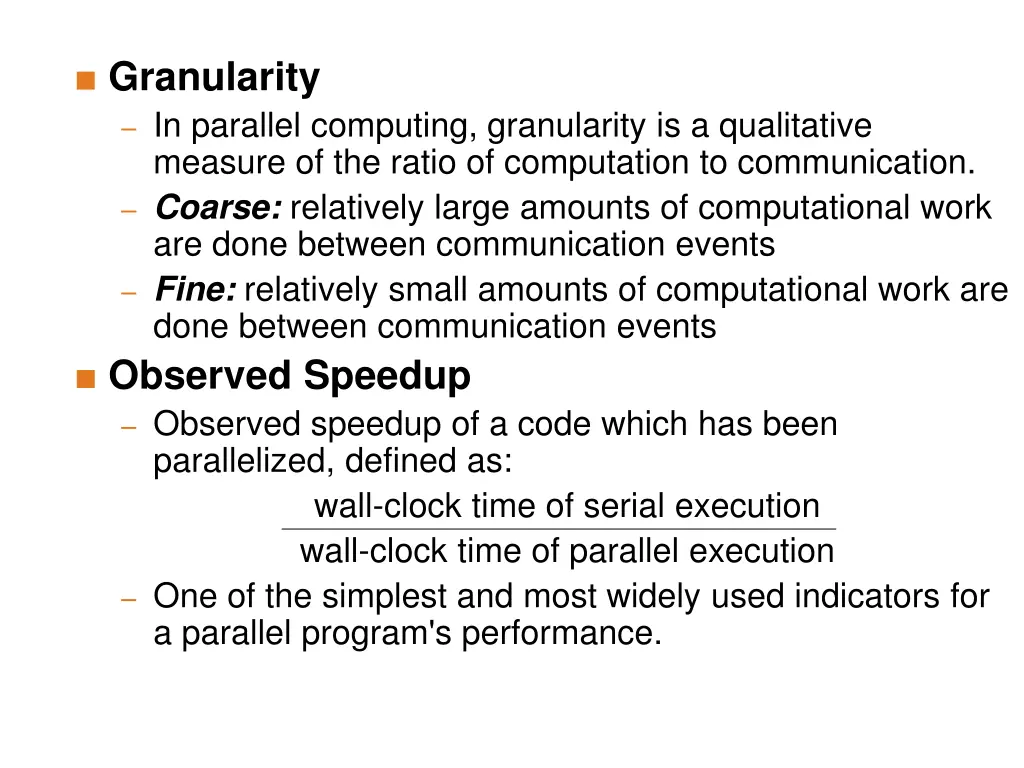 granularity in parallel computing granularity