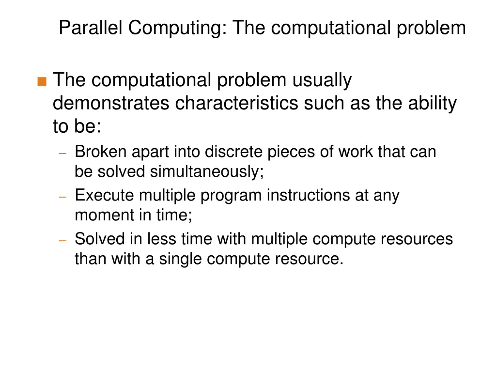 parallel computing the computational problem