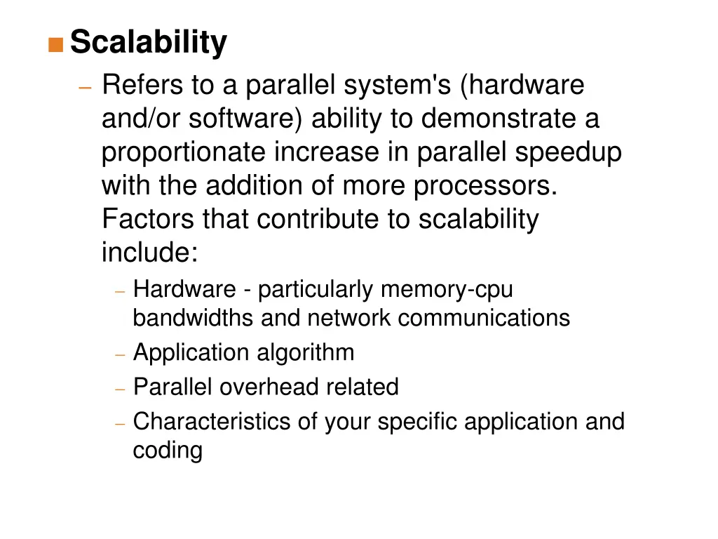 scalability refers to a parallel system