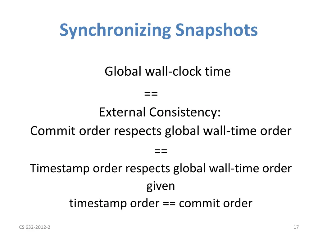 synchronizing snapshots