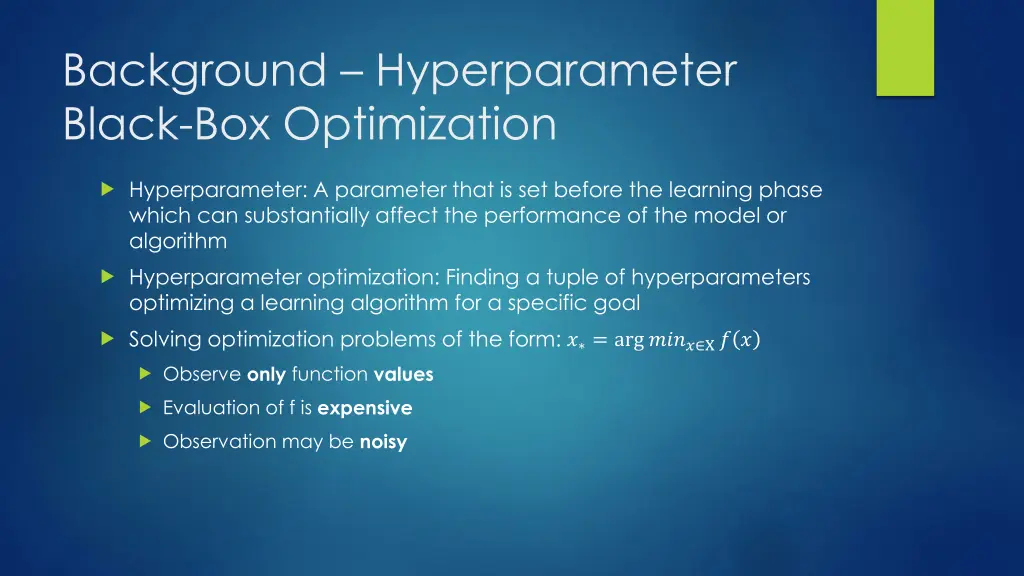 background hyperparameter black box optimization